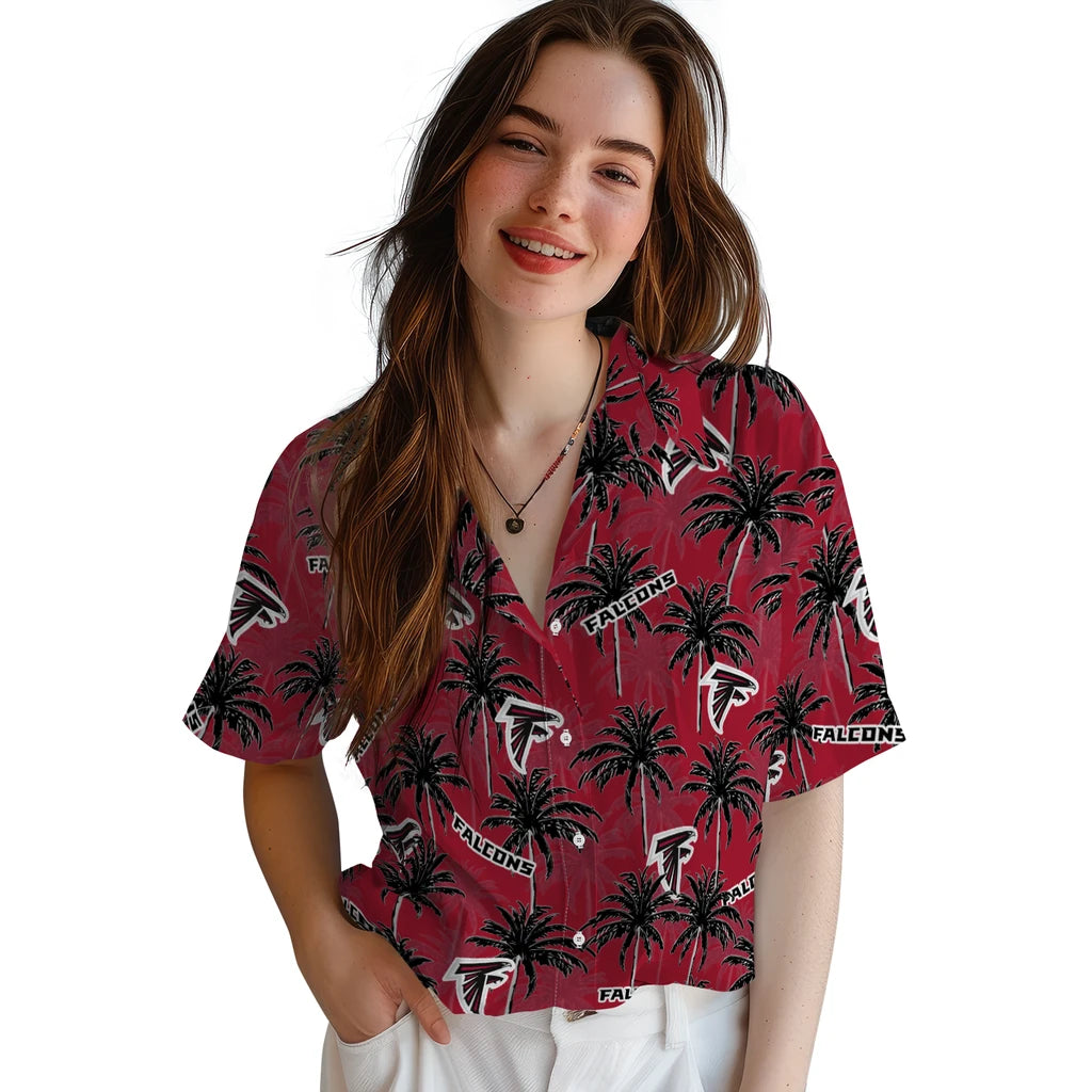 Atlanta Falcons Hawaiian Shirt - Palm Tree Motif | Moonbestprint