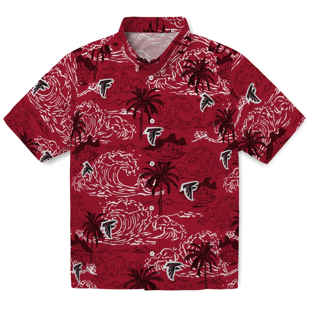 Atlanta Falcons Hawaiian Shirt - Wave Palm | Moonbestprint