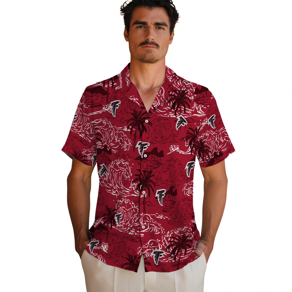 Atlanta Falcons Hawaiian Shirt - Wave Palm | Moonbestprint