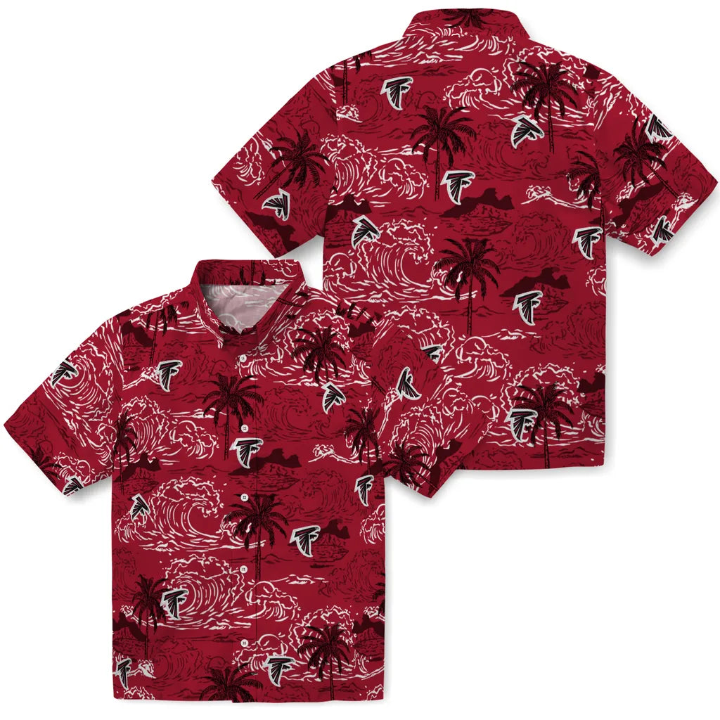 Atlanta Falcons Hawaiian Shirt - Wave Palm | Moonbestprint