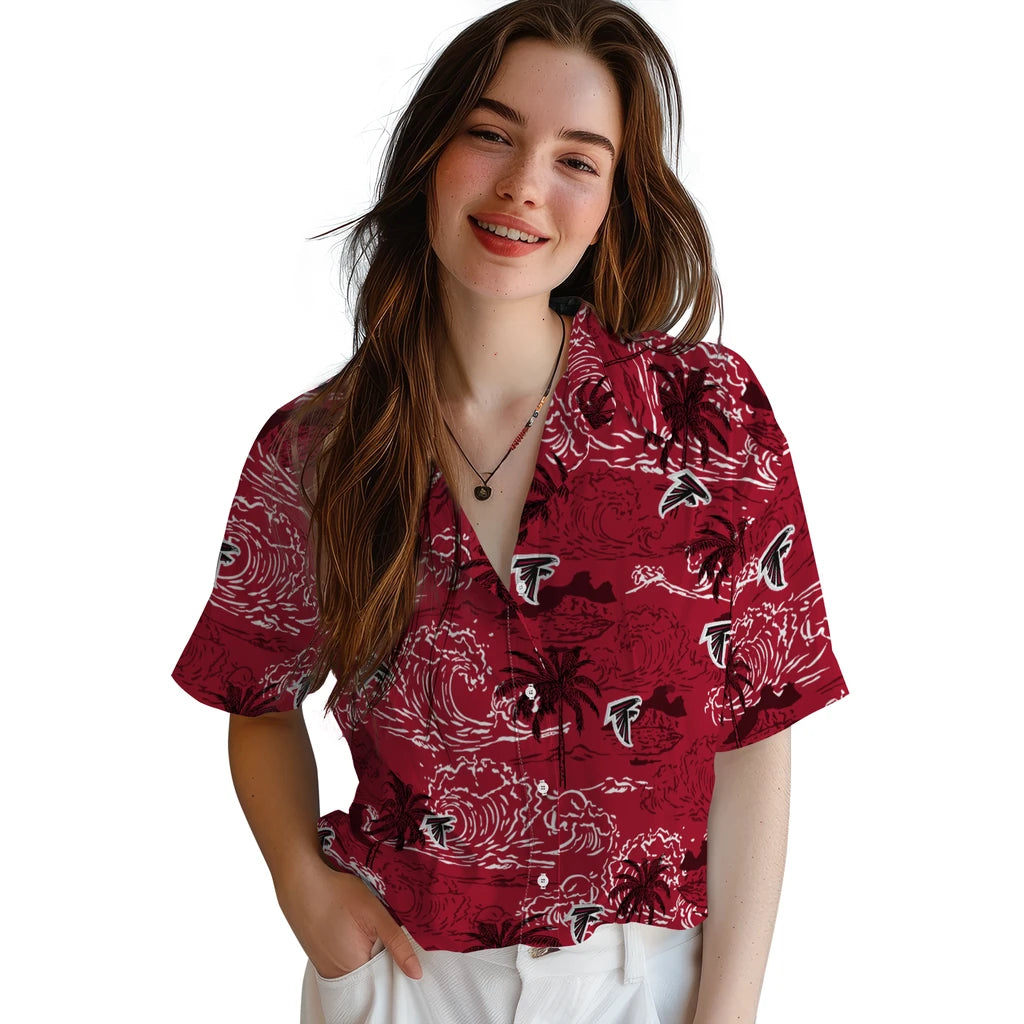 Atlanta Falcons Hawaiian Shirt - Wave Palm | Moonbestprint