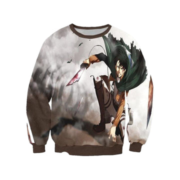 Attack On Titan Sweater ? Levi In Battle With Tattered 3D Printed Sweater ? Usalast