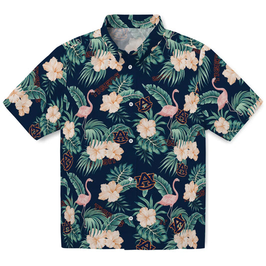 Auburn Tigers Hawaiian Shirt - Flamingo and Hibiscus | Moonbestprint