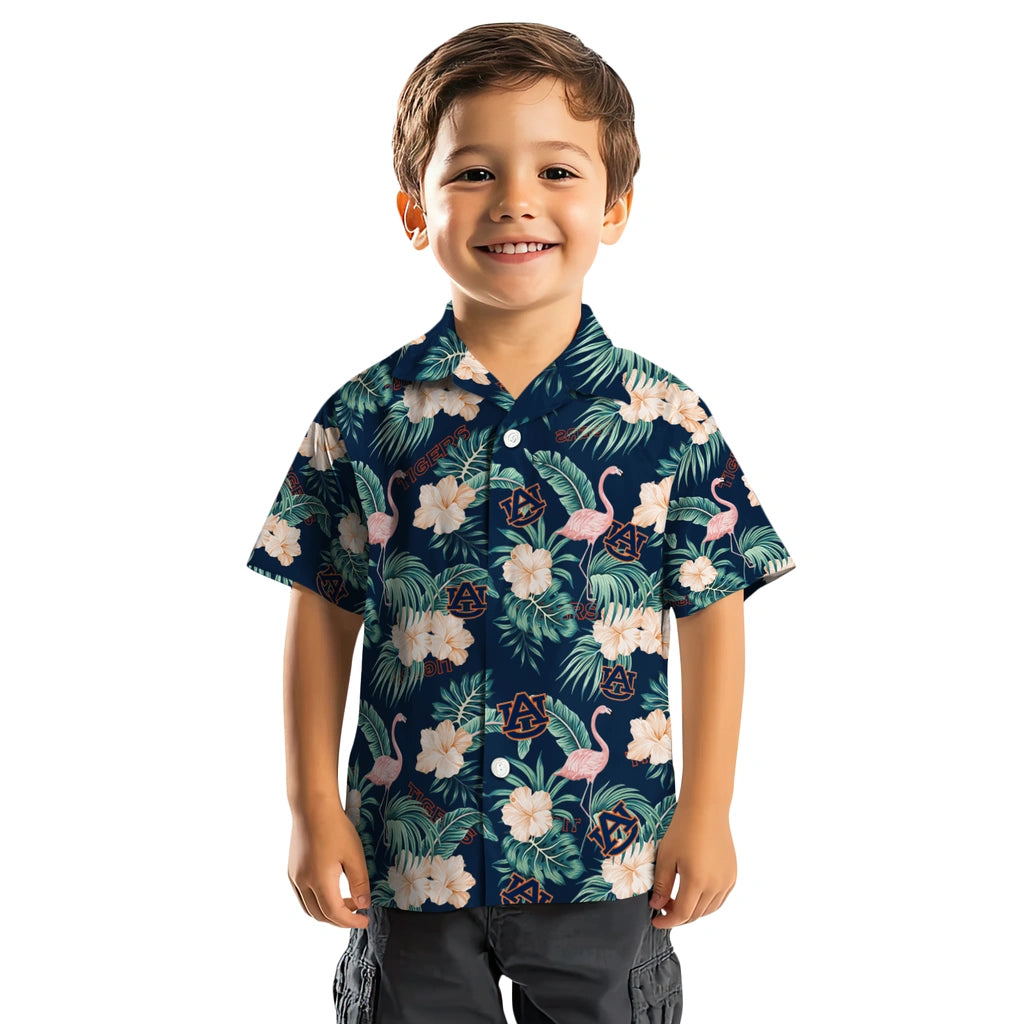 Auburn Tigers Hawaiian Shirt - Flamingo and Hibiscus | Moonbestprint
