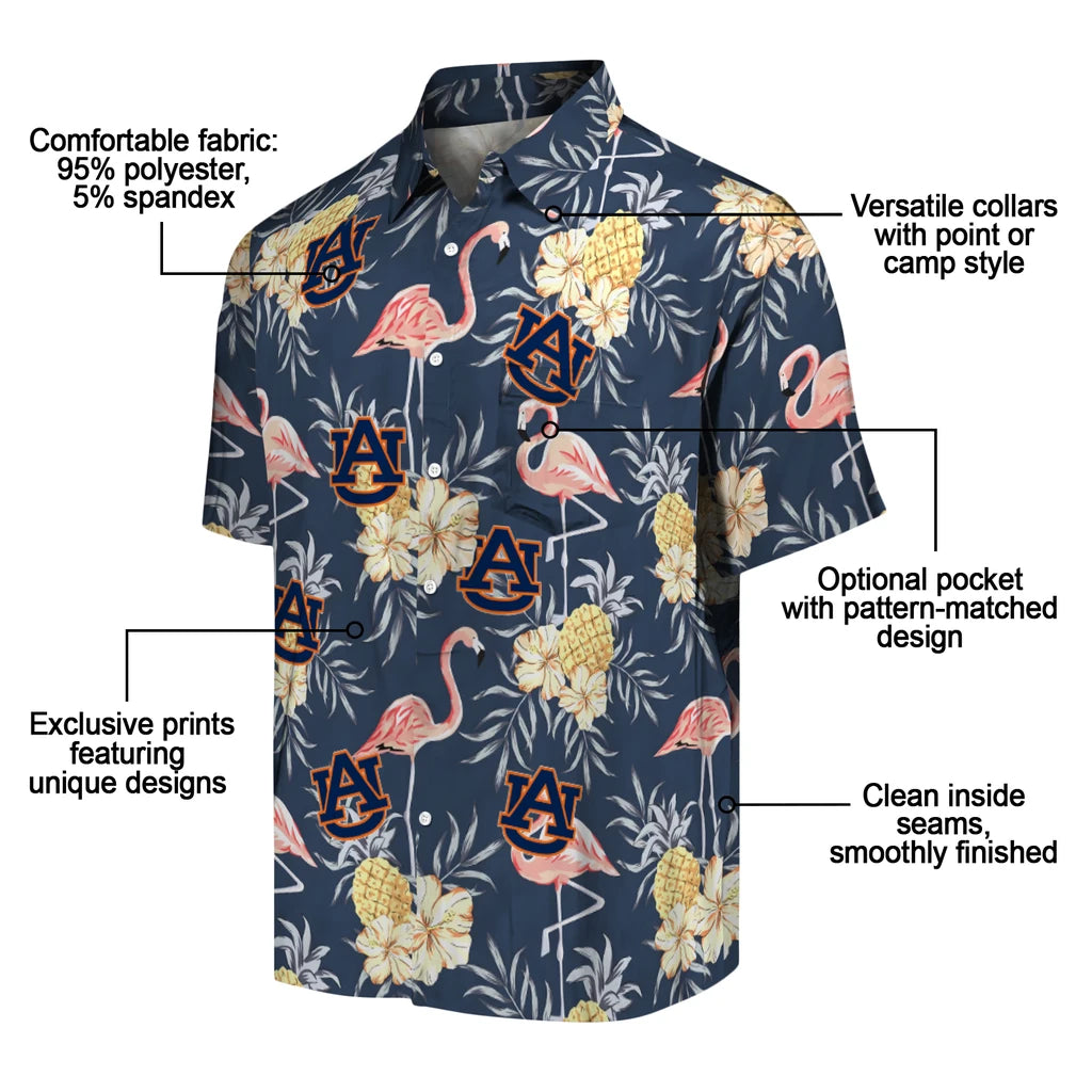 Auburn Tigers Hawaiian Shirt - Flamingo Hibiscus | Moonbestprint