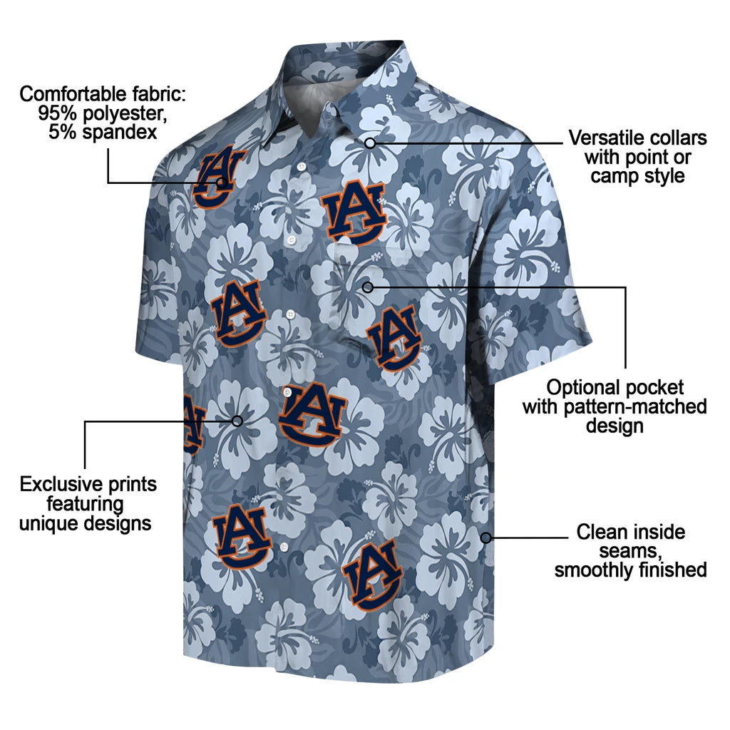 Auburn Tigers Hawaiian Shirt - Hibiscus Cluster | Moonbestprint