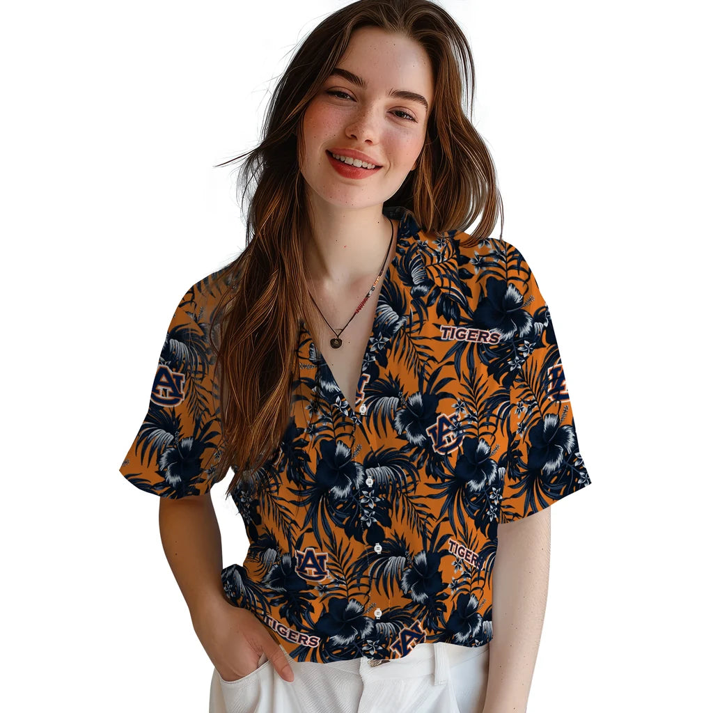Auburn Tigers Hawaiian Shirt - Hibiscus Exotic | Moonbestprint