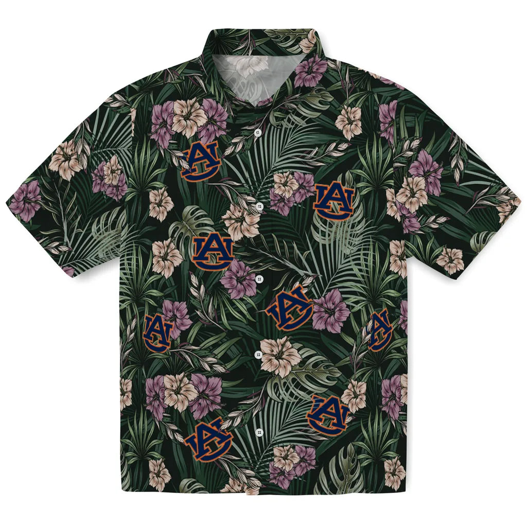 Auburn Tigers Hawaiian Shirt - Hibiscus Leaves Pattern | Moonbestprint