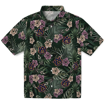 Auburn Tigers Hawaiian Shirt - Hibiscus Leaves Pattern | Moonbestprint