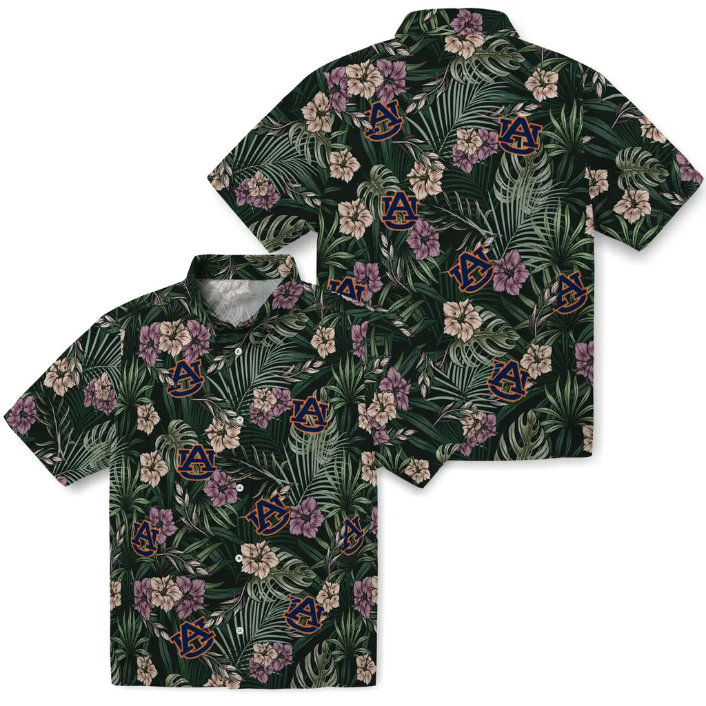 Auburn Tigers Hawaiian Shirt - Hibiscus Leaves Pattern | Moonbestprint