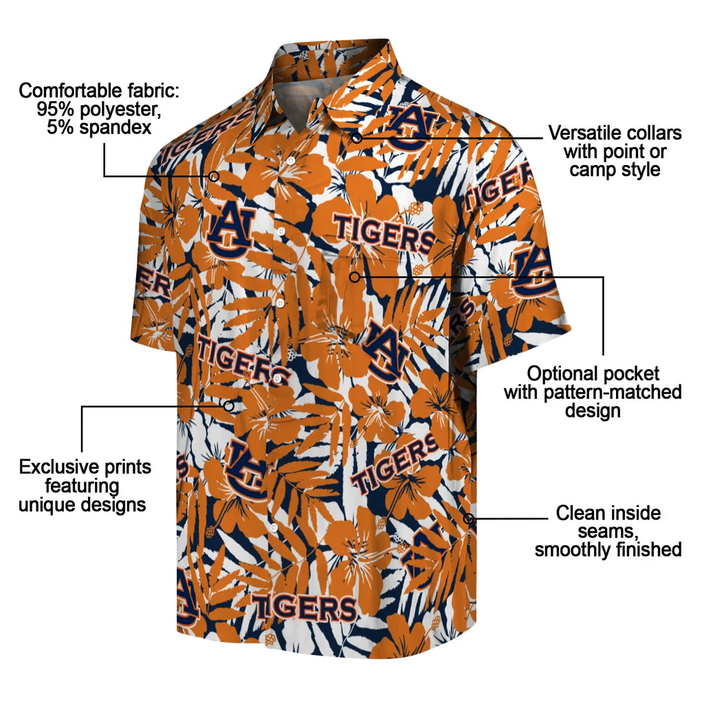 Auburn Tigers Hawaiian Shirt - Hibiscus Overlay | Moonbestprint
