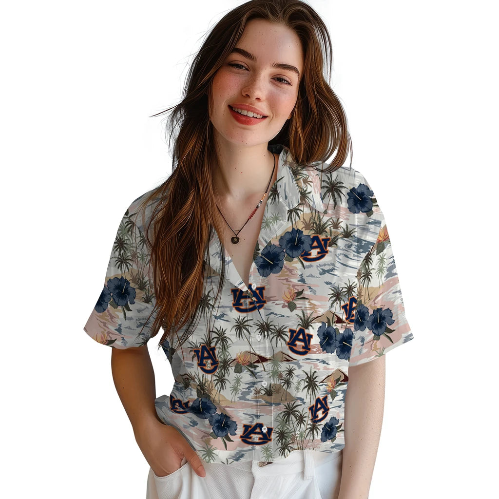 Auburn Tigers Hawaiian Shirt - Hibiscus Seaside | Moonbestprint
