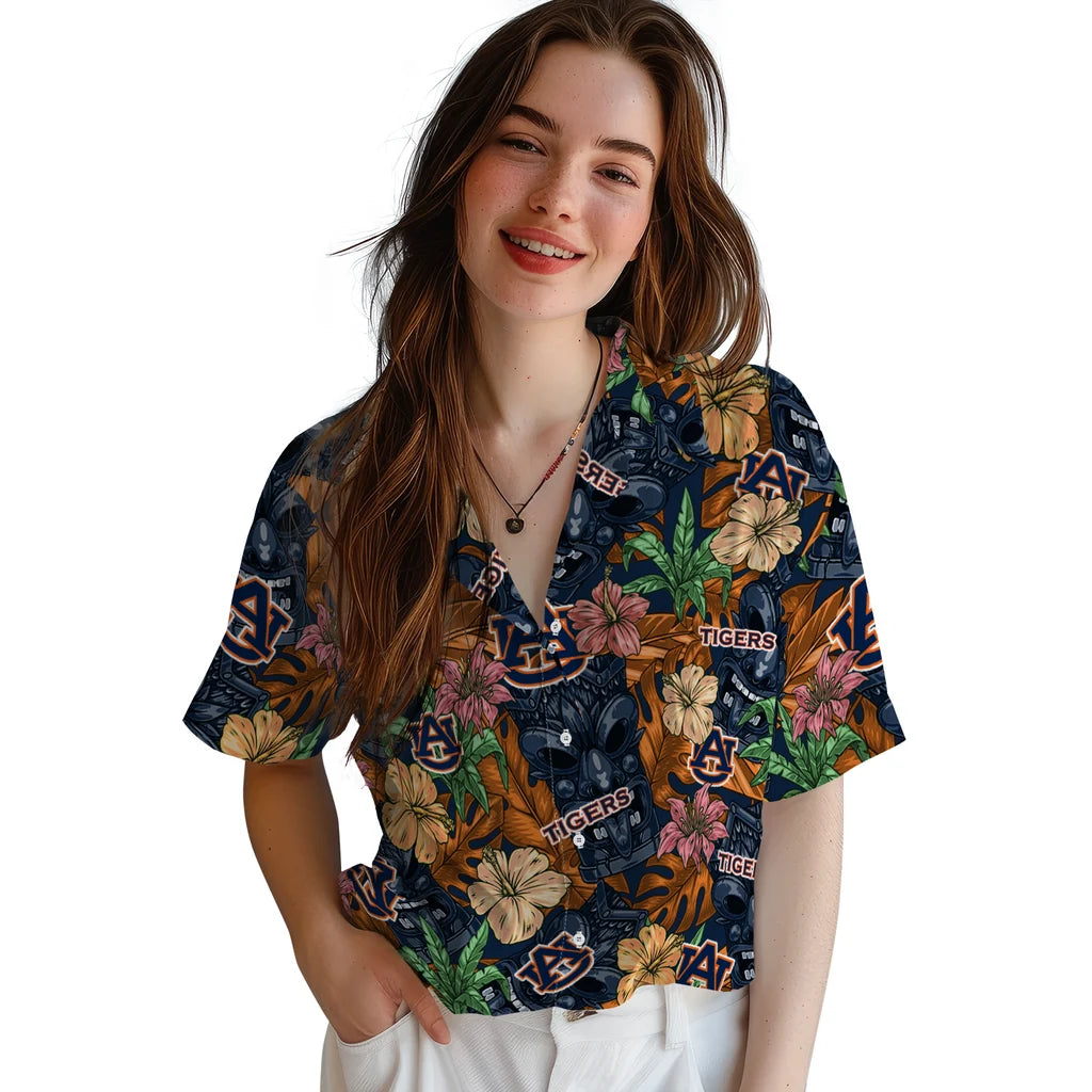 Auburn Tigers Hawaiian Shirt - Hibiscus Tiki Jungle | Moonbestprint