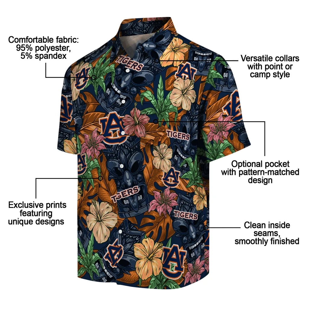 Auburn Tigers Hawaiian Shirt - Hibiscus Tiki Jungle | Moonbestprint