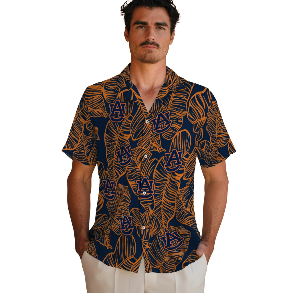 Auburn Tigers Hawaiian Shirt - Leaf Outline | Moonbestprint