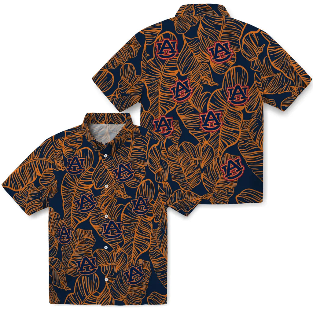 Auburn Tigers Hawaiian Shirt - Leaf Outline | Moonbestprint