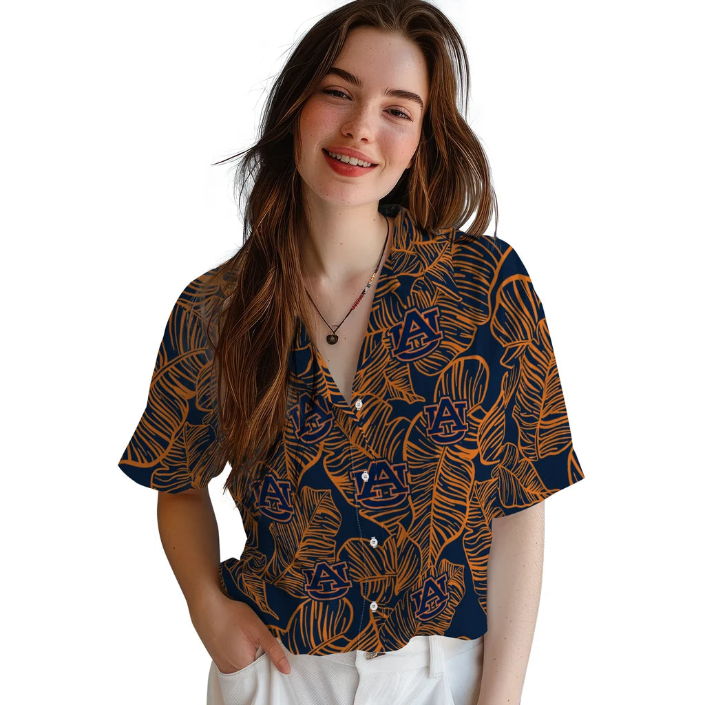 Auburn Tigers Hawaiian Shirt - Leaf Outline | Moonbestprint