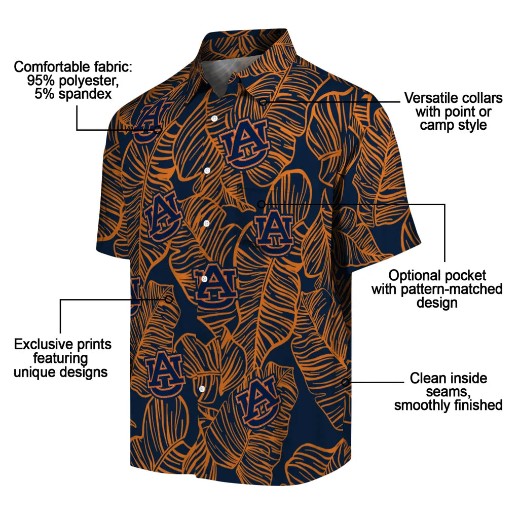 Auburn Tigers Hawaiian Shirt - Leaf Outline | Moonbestprint