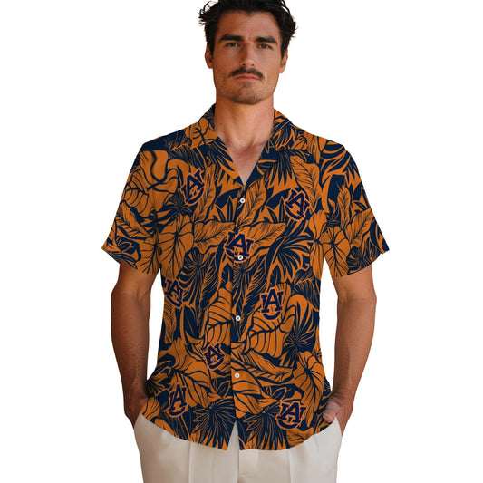 Auburn Tigers Hawaiian Shirt - Monstera Layer | Moonbestprint
