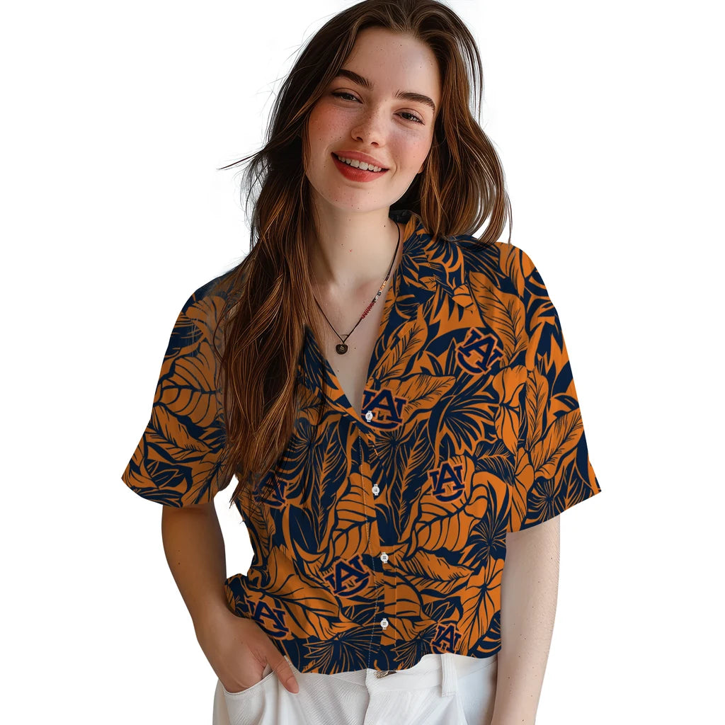 Auburn Tigers Hawaiian Shirt - Monstera Layer | Moonbestprint