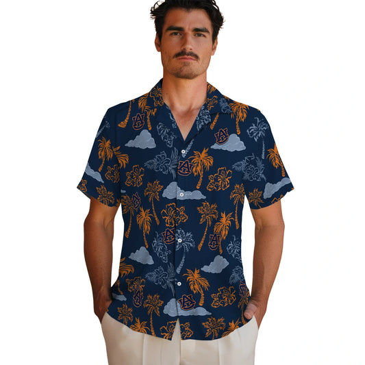 Auburn Tigers Hawaiian Shirt - Palm And Clouds | Moonbestprint