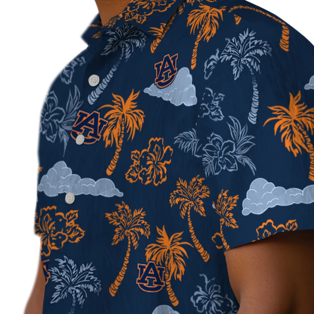 Auburn Tigers Hawaiian Shirt - Palm And Clouds | Moonbestprint