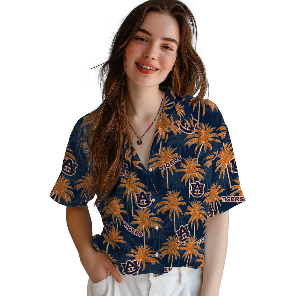 Auburn Tigers Hawaiian Shirt - Palm Tree Motif | Moonbestprint