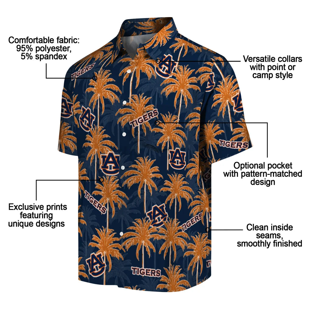 Auburn Tigers Hawaiian Shirt - Palm Tree Motif | Moonbestprint