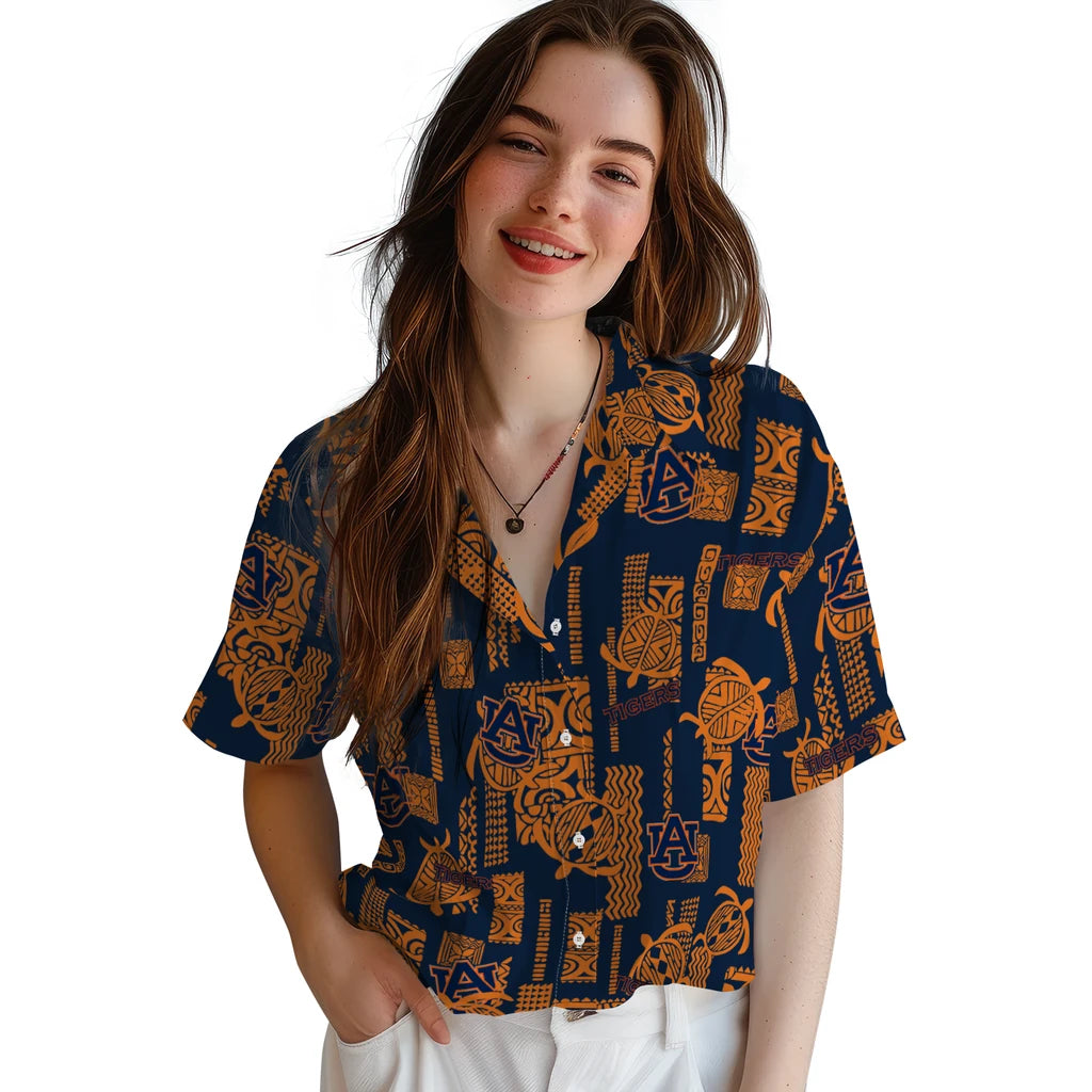 Auburn Tigers Hawaiian Shirt - Turtle Lines | Moonbestprint