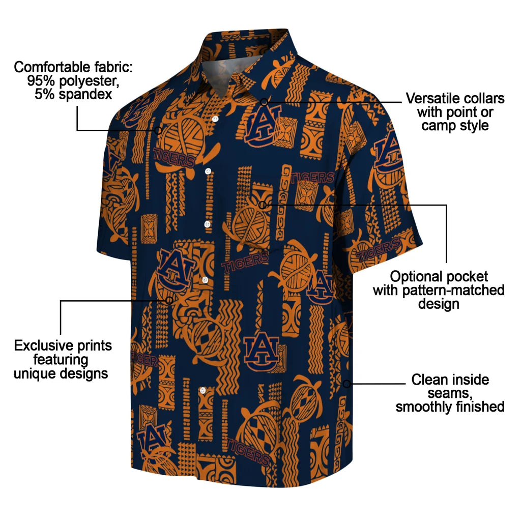 Auburn Tigers Hawaiian Shirt - Turtle Lines | Moonbestprint