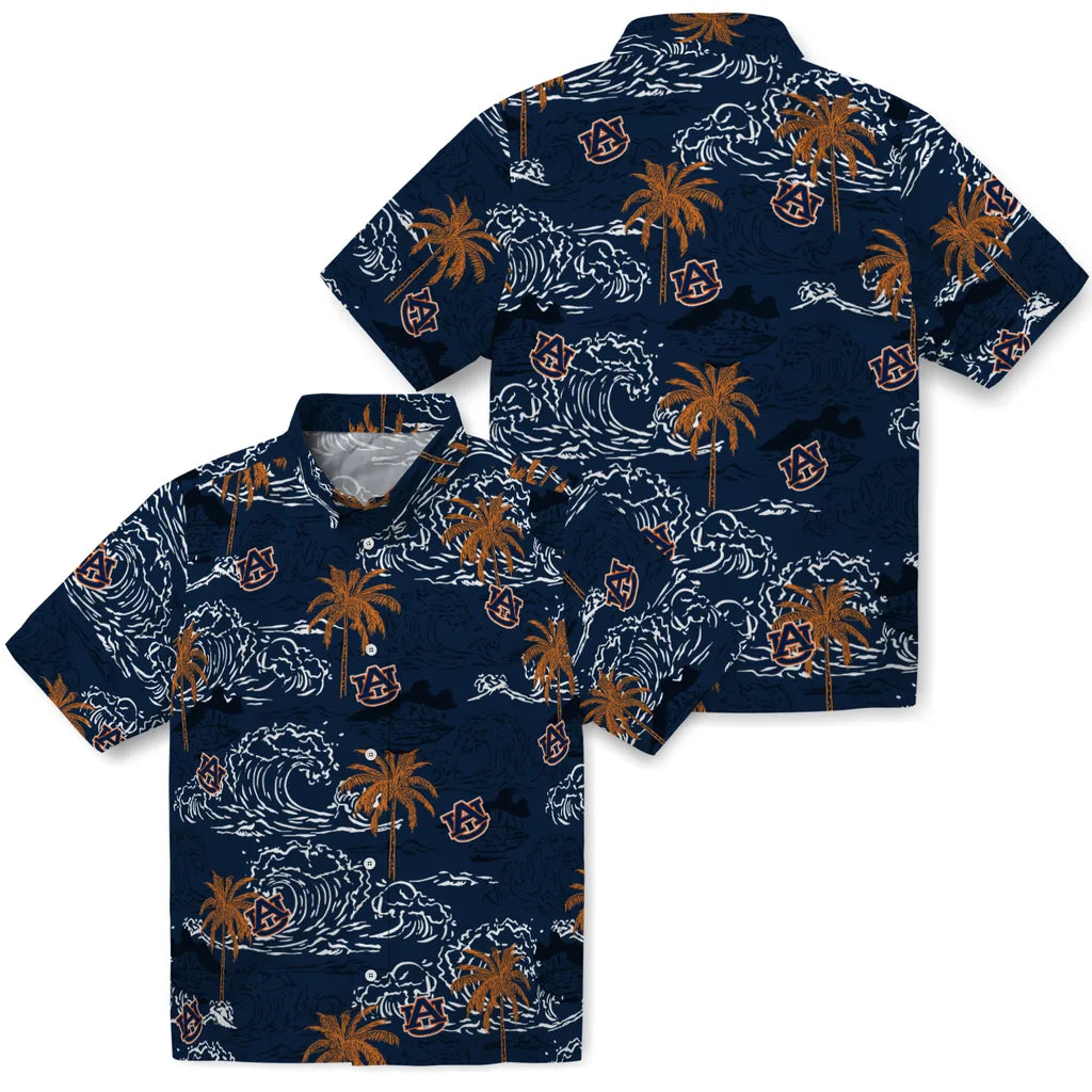 Auburn Tigers Hawaiian Shirt - Wave Palm | Moonbestprint