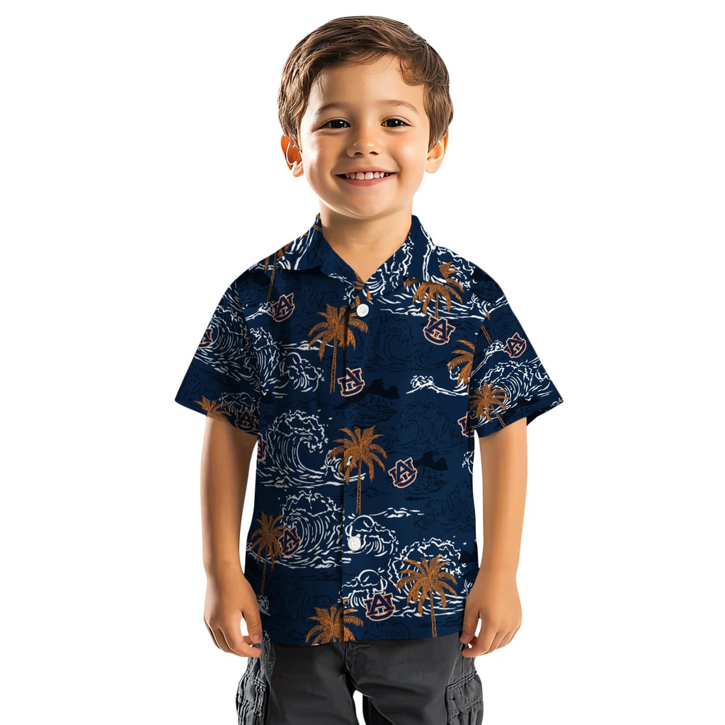 Auburn Tigers Hawaiian Shirt - Wave Palm | Moonbestprint