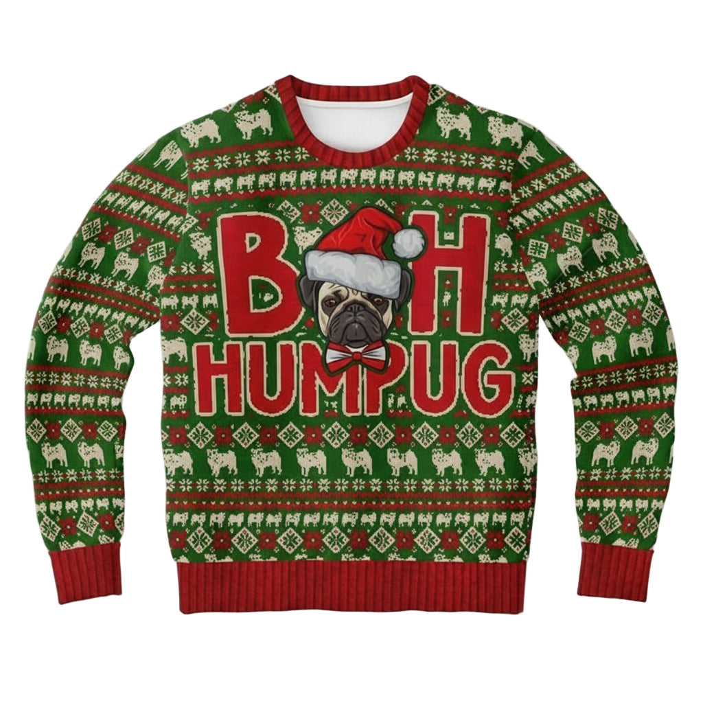Bah Humpug Pug Tacky Dog Pug Lover Party 3d Ugly Christmas Sweater ? Usalast