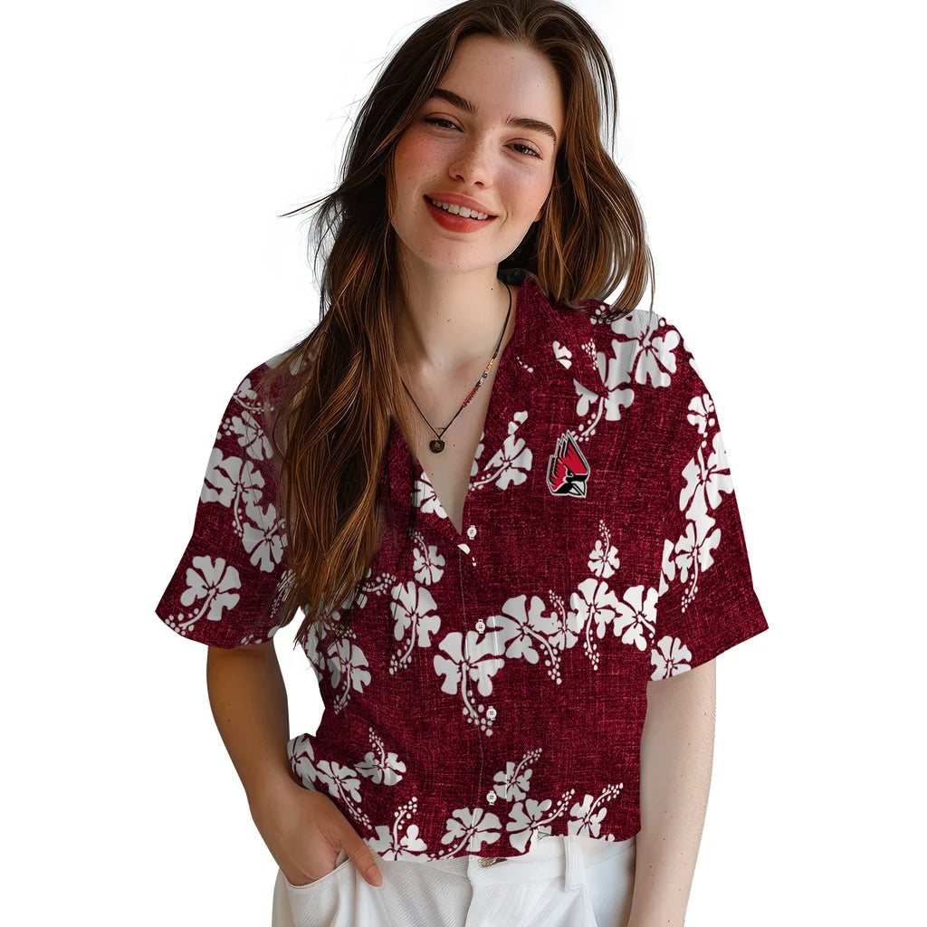 Ball State Cardinals Hawaiian Shirt - 50th State Flower | Moonbestprint