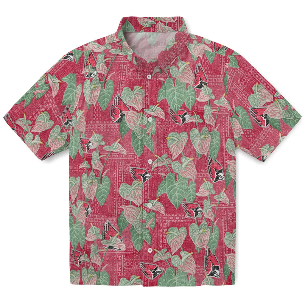 Ball State Cardinals Hawaiian Shirt - Anthurium Overlay | Moonbestprint