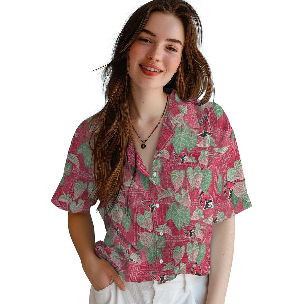 Ball State Cardinals Hawaiian Shirt - Anthurium Overlay | Moonbestprint