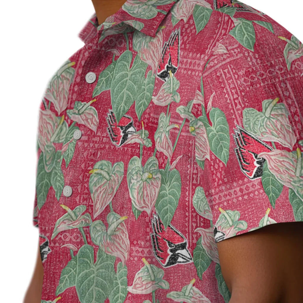 Ball State Cardinals Hawaiian Shirt - Anthurium Overlay | Moonbestprint