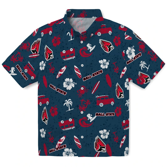 Ball State Cardinals Hawaiian Shirt - Beach Vibe | Moonbestprint