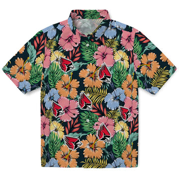 Ball State Cardinals Hawaiian Shirt - Brilliant Hibiscus Garden | Moonbestprint