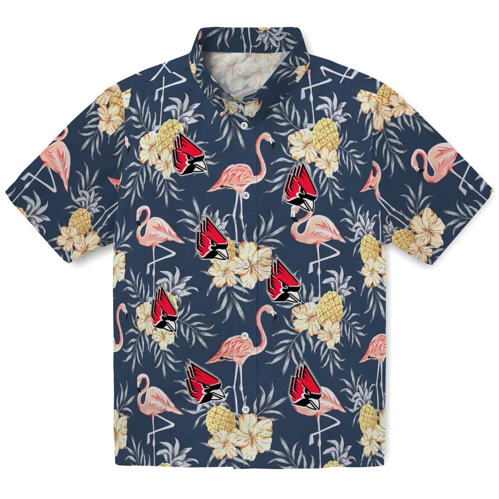Ball State Cardinals Hawaiian Shirt - Flamingo Hibiscus | Moonbestprint