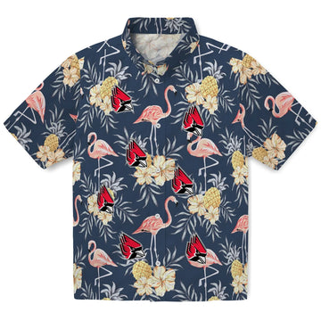 Ball State Cardinals Hawaiian Shirt - Flamingo Hibiscus | Moonbestprint