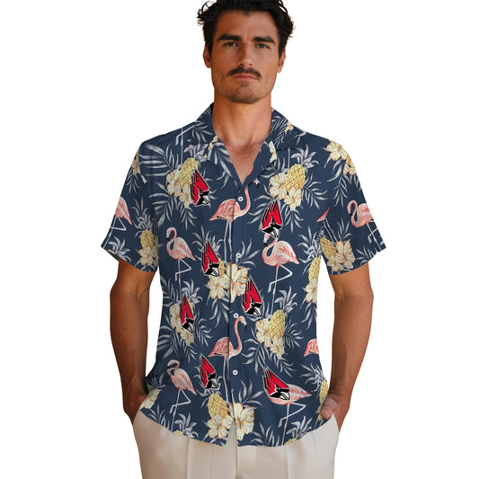 Ball State Cardinals Hawaiian Shirt - Flamingo Hibiscus | Moonbestprint