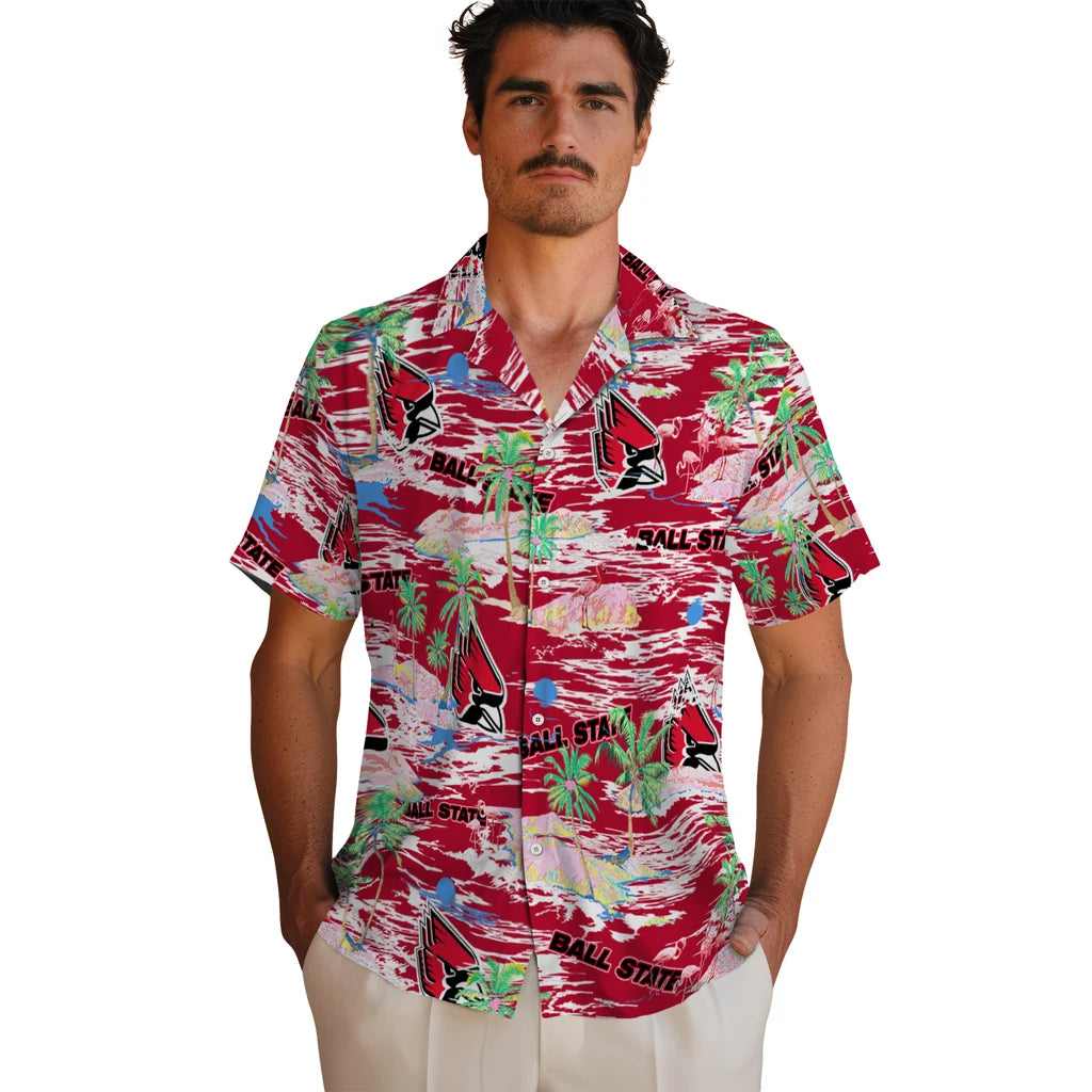 Ball State Cardinals Flamingo Retreat 2026 Hawaiian Shirt – Moonbestprint