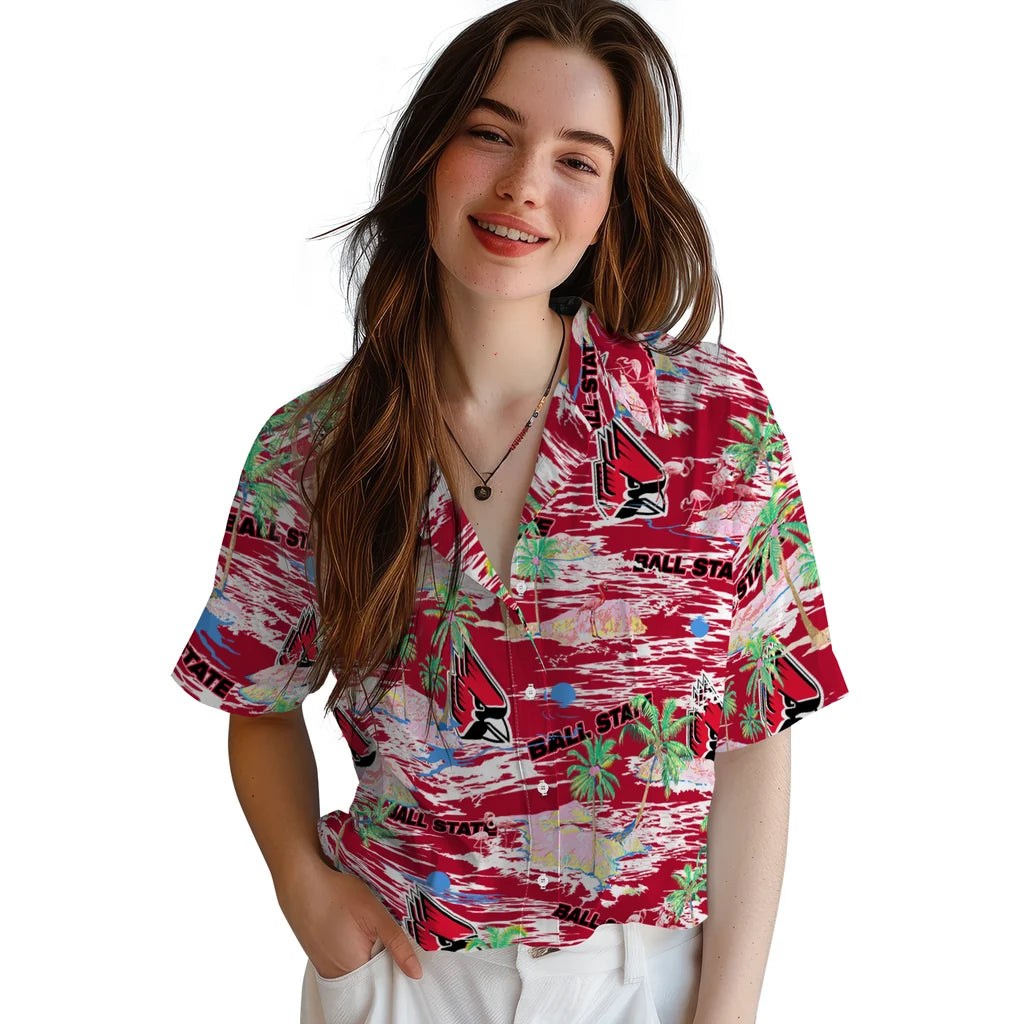 Ball State Cardinals Flamingo Retreat 2026 Hawaiian Shirt – Moonbestprint