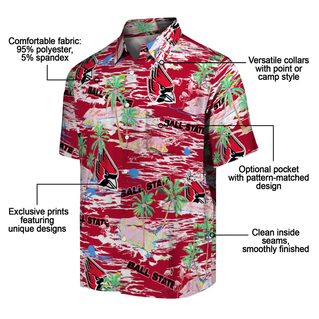 Ball State Cardinals Flamingo Retreat 2026 Hawaiian Shirt – Moonbestprint