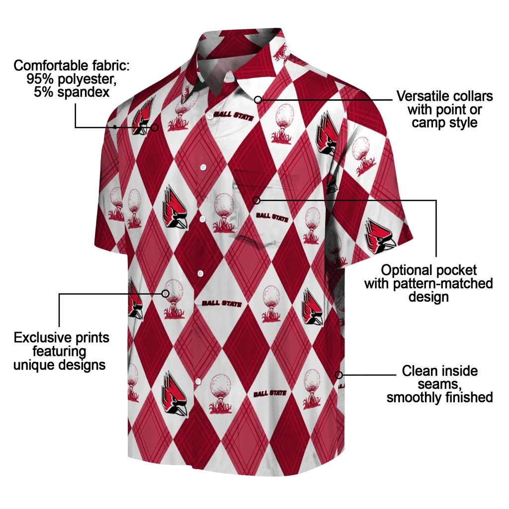 Ball State Cardinals Hawaiian Shirt - Golfing Plaid | Moonbestprint