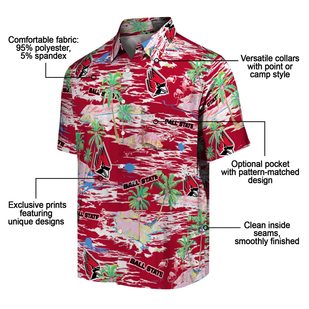 Ball State Cardinals Hawaiian Shirt - Hawaii Island | Moonbestprint
