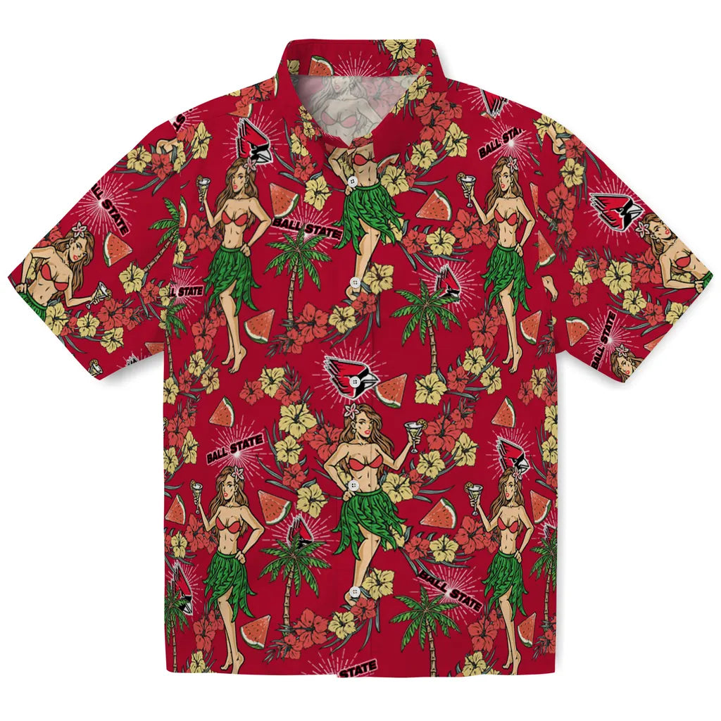 Ball State Cardinals Hawaiian Shirt - Hawaiian Girls Design | Moonbestprint