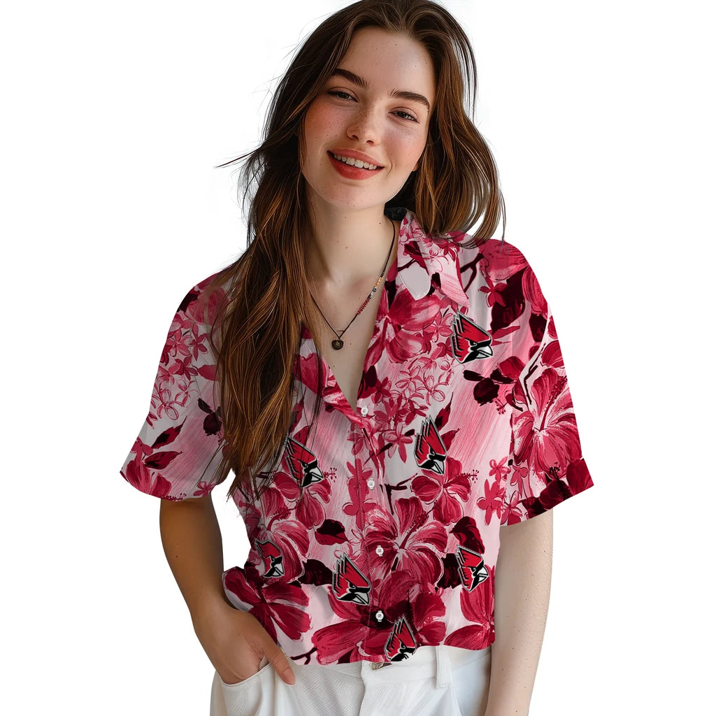 Ball State Cardinals Hawaiian Shirt - Hibiscus Arrangement | Moonbestprint
