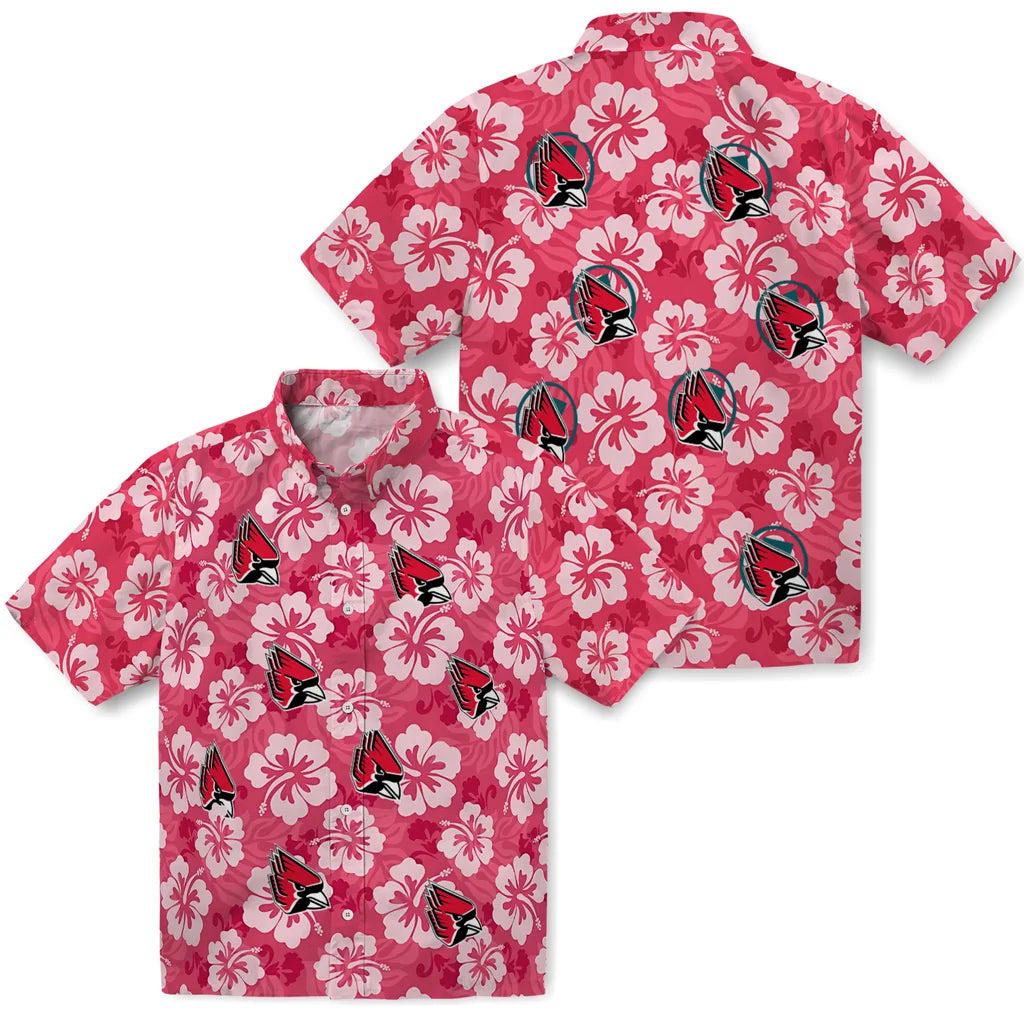 Ball State Cardinals Hawaiian Shirt - Hibiscus Cluster | Moonbestprint